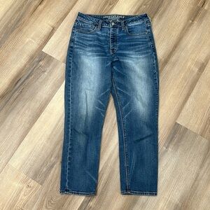 American Eagle Stretch Vintage Hi Rise Blue Jeans Size 8 Button Front